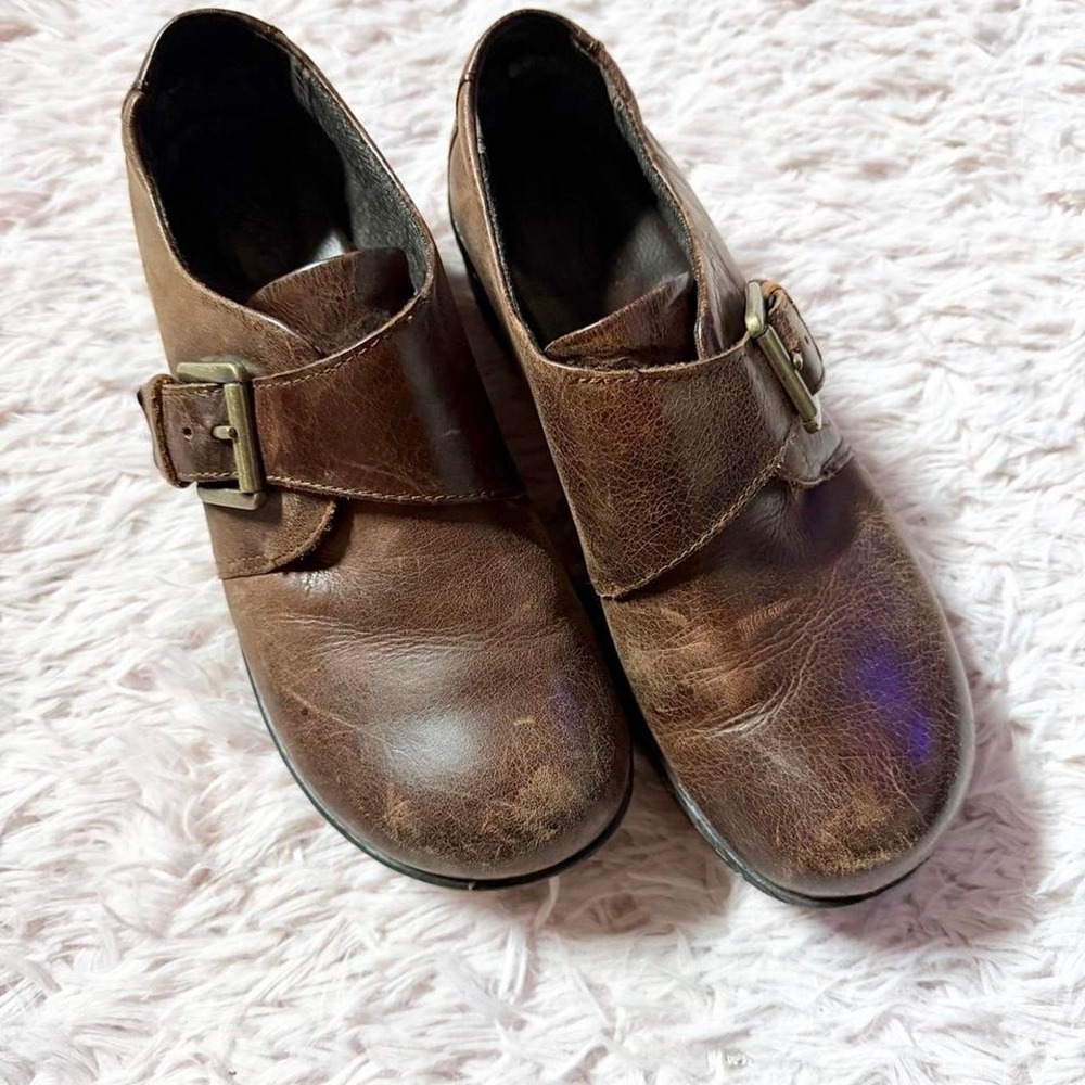 Leather Buckle Scholar Timeless Quiet Luxury Wedge Clog Womens 7 Earthy Hippie